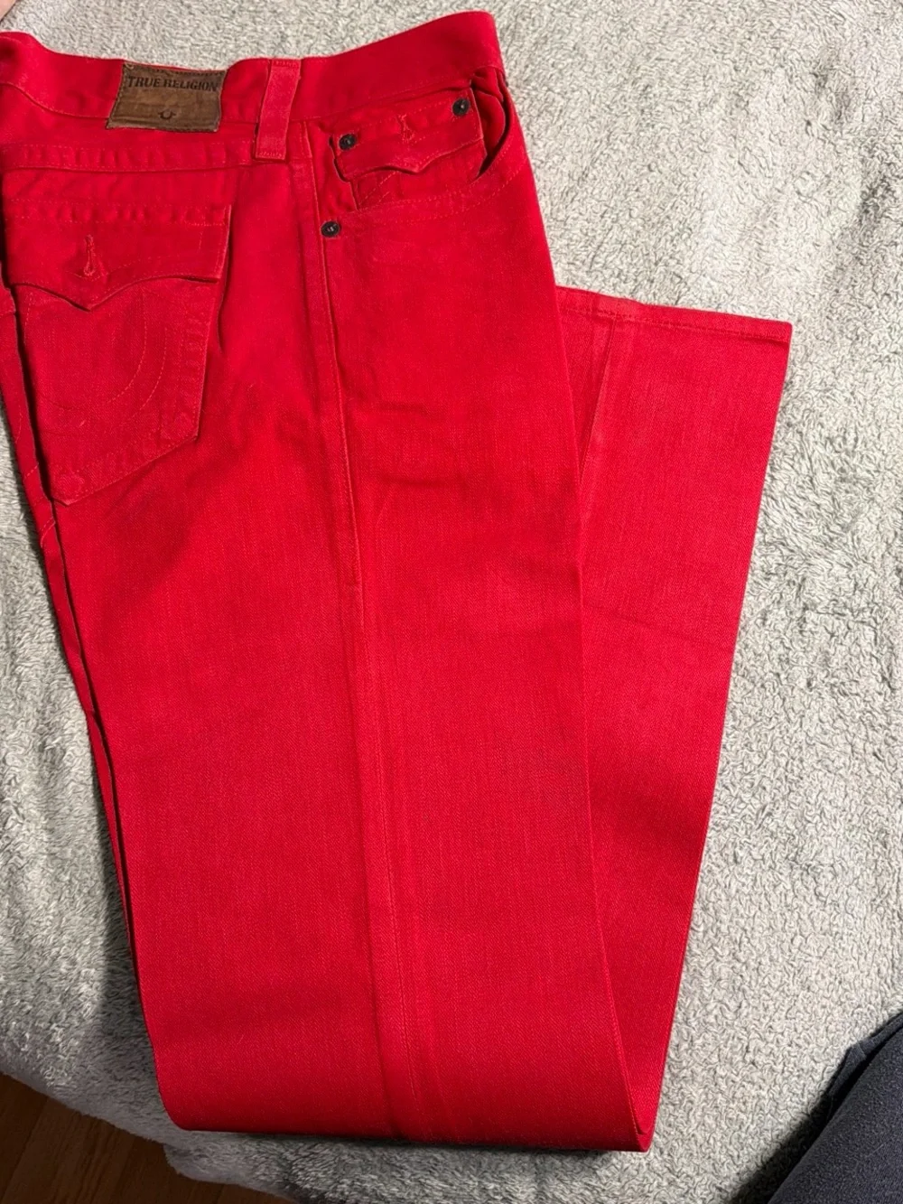 True Religion Men’s Bright Red Relaxed Straight Jeans
